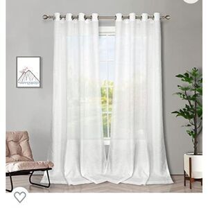 Melodieux Semi-Sheer White Home Decor Curtains EUC 42inches x 84 inches